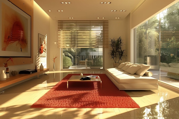 写真 スタイリッシュな装飾と家具の壁 アート 太陽の光 インテリアデザイン