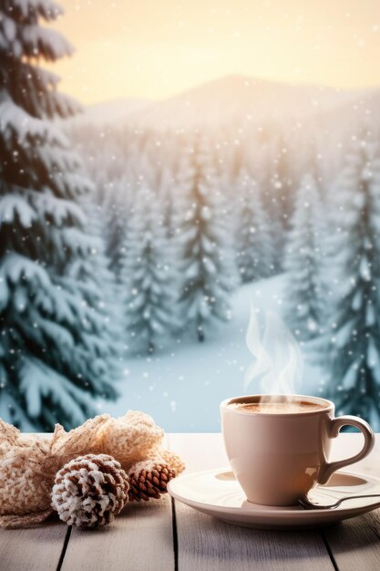 Cozy morning winter background