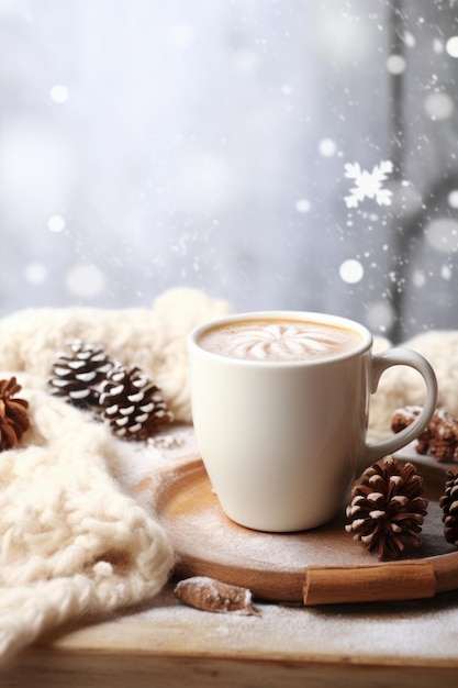 Cozy morning winter background