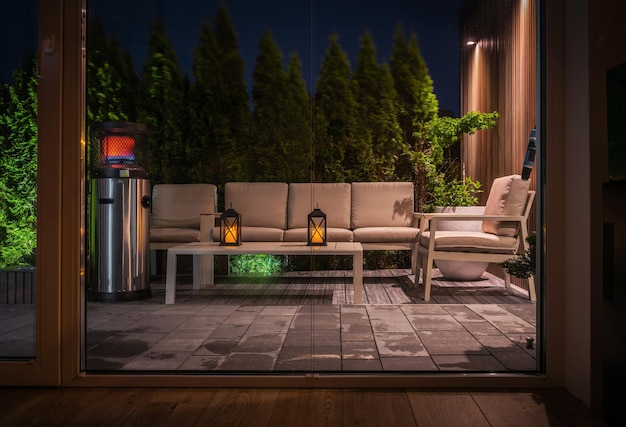 Cozy Outdoor Lounge Area in the Evening