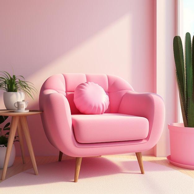 Cozy Pink Accent chair close up