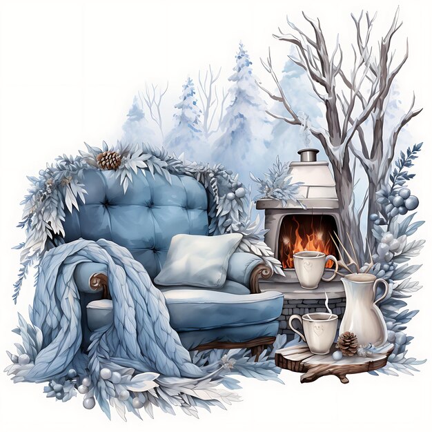 Cozy place seasons watercolor illustrations clipart tshirt designs and more for your cozy home