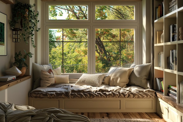 Cozy reading corner with a builtin window seat oct