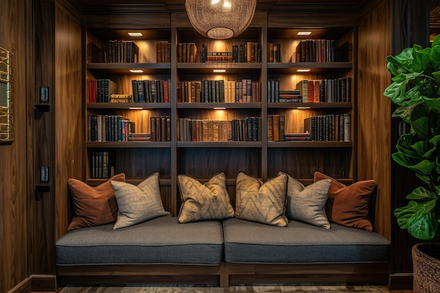 Cozy reading nooks with plush seating and warm lighting