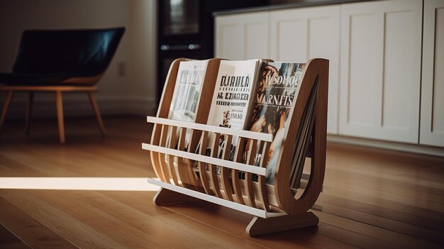 Photo cozy reading room with wood bookshelves