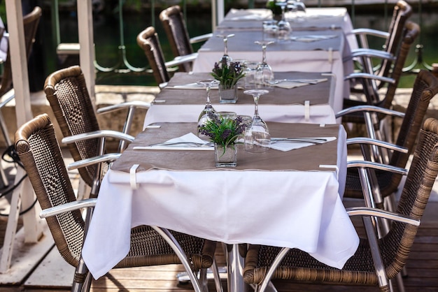 Cozy Restaurant tables ready for service