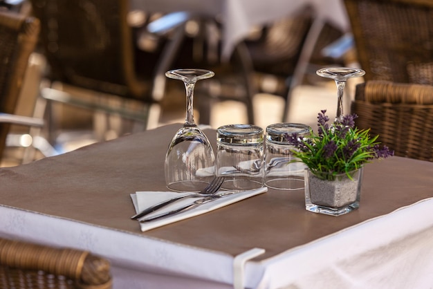 Cozy Restaurant tables ready for service