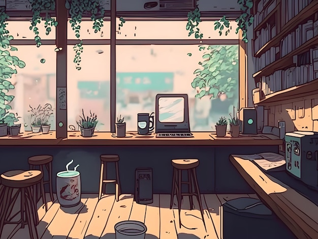 cozy room relaxing illustration