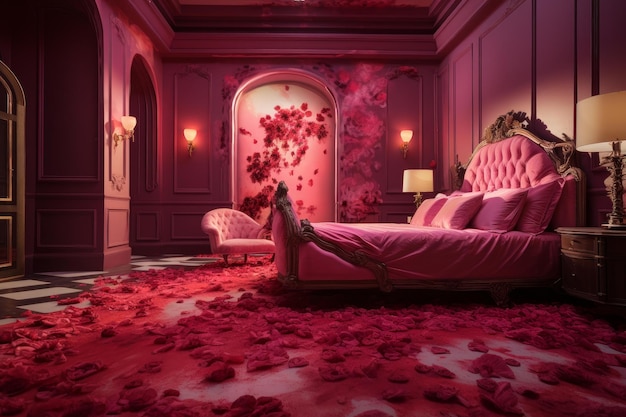 Cozy Rose hotel room love Generate Ai