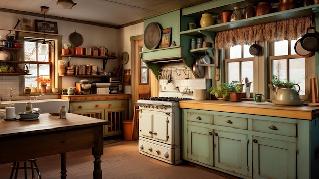 Photo cozy rustic farmhouse kitchen a blend of tradition and comfort