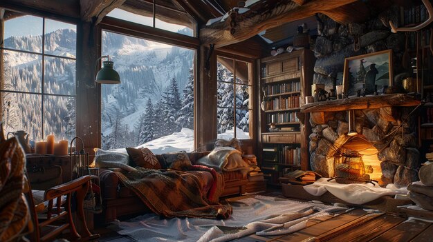 Cozy Rustic Mountain Cabin Retreat Atmosphere