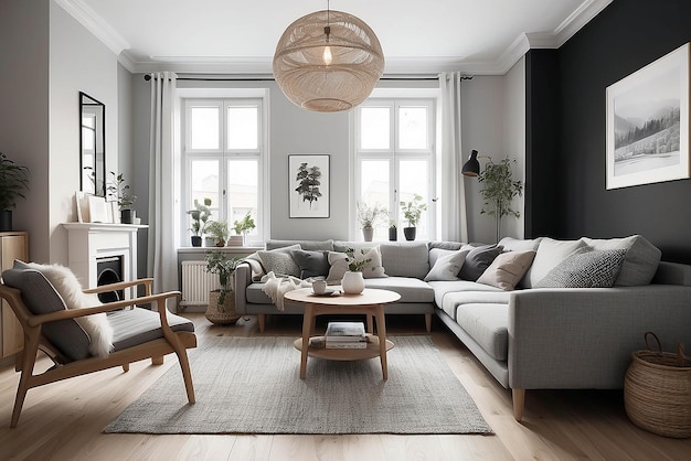 Photo cozy scandinavian living room