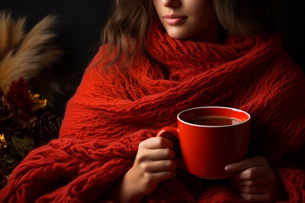 A cozy scene of a person wrapped in a blanket sipping tea by the window