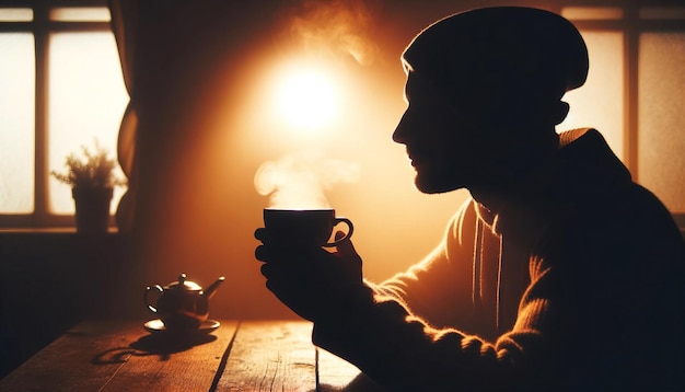 Cozy Silhouette with Coffee