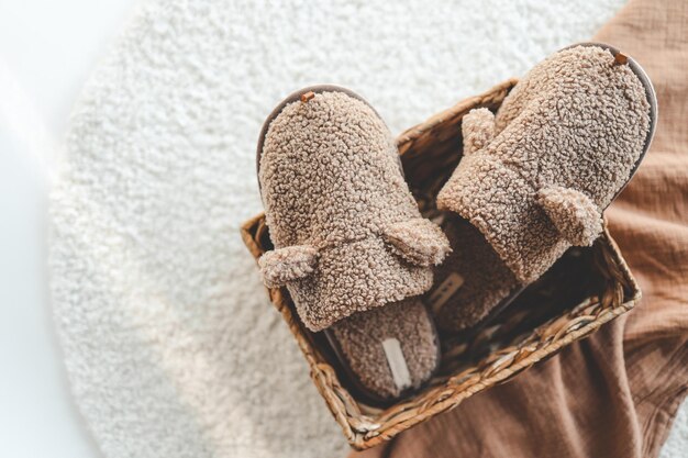 Cozy slippers in a home interior