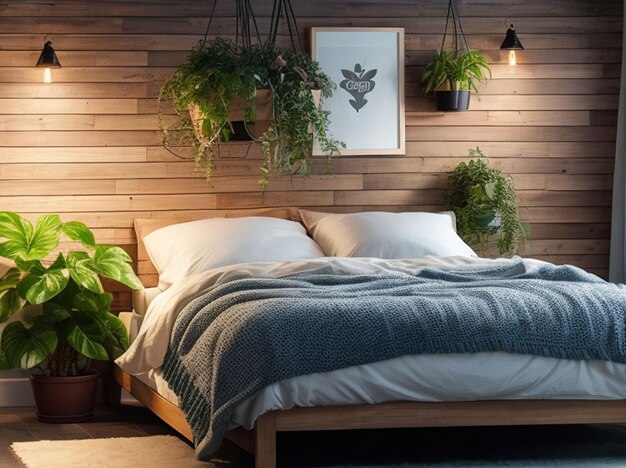 Cozy space concentrate on a houseplant background