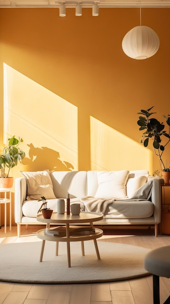 Cozy and spacious living room with natural light pouring in through the large window