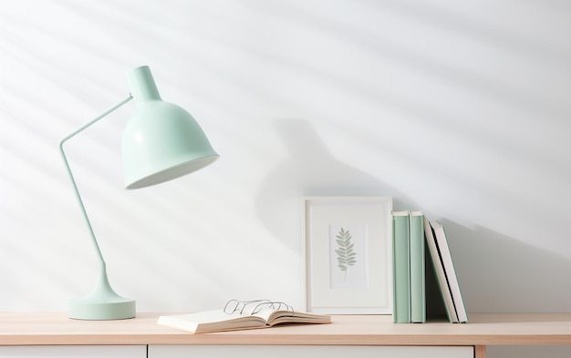 Cozy Study Nook with Mint Lamp