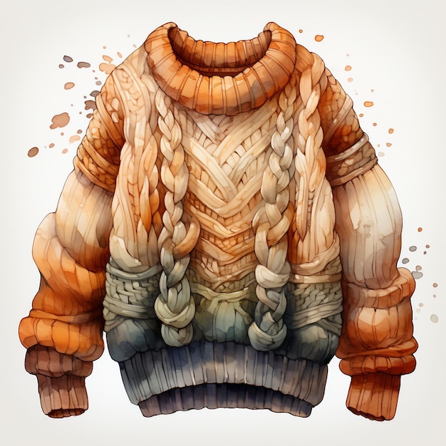 Cozy sweater in watercolor style AI generate illustration