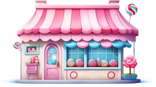 Cozy Sweet Shop on White Background