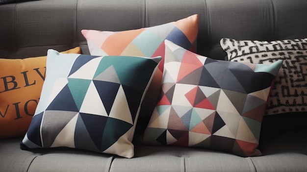 Cozy throw pillow with geometric shapes AI generated