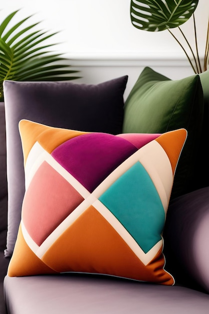 Cozy throw pillow with geometric shapes