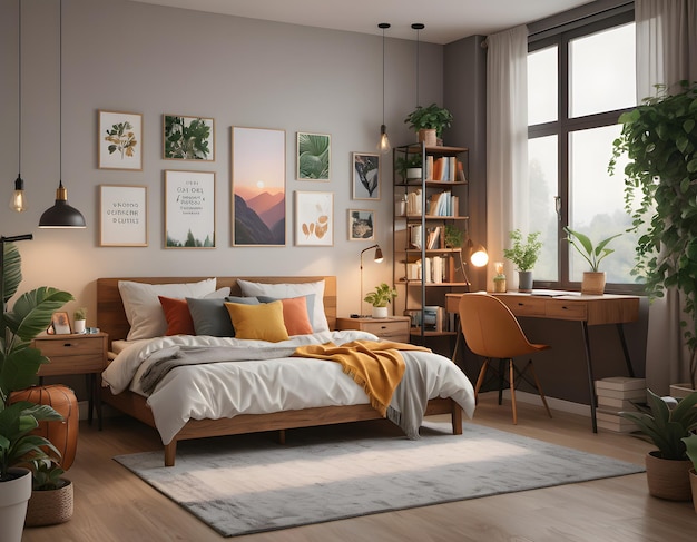 Photo cozy uni dorm room a photorealistic masterpiece of comfort and inspiration