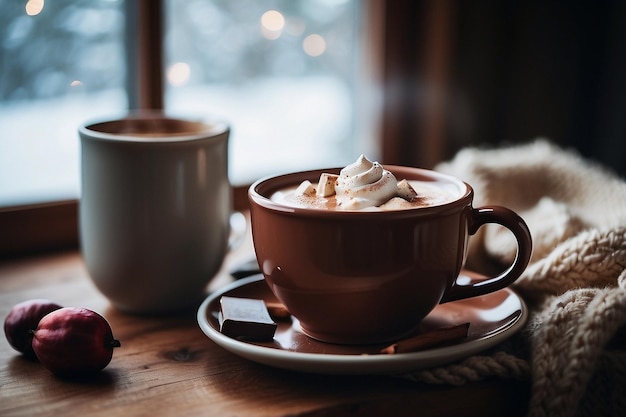 Фото Уютные зимние утра горячий какао