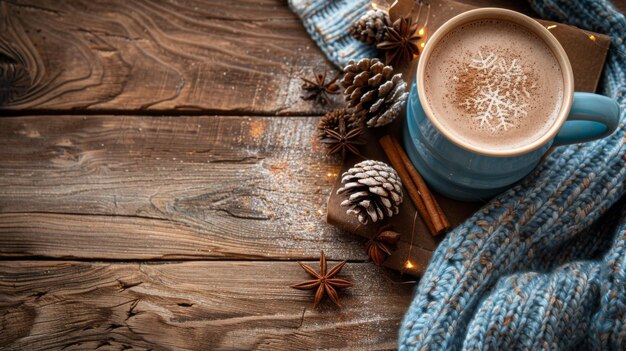 Cozy Winter Social Media Background with Hot Cocoa