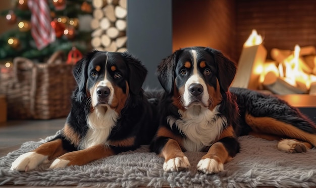 Cozy winter vacation with bernese mountain dogs