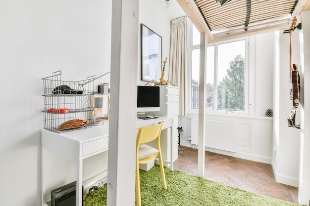 Cozy work room with artificial turf