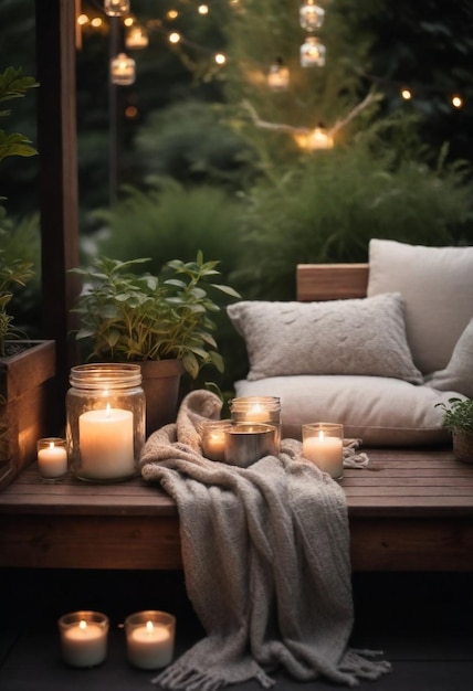 _Cozyoutdoorseatingareawithlitcandlesinglas