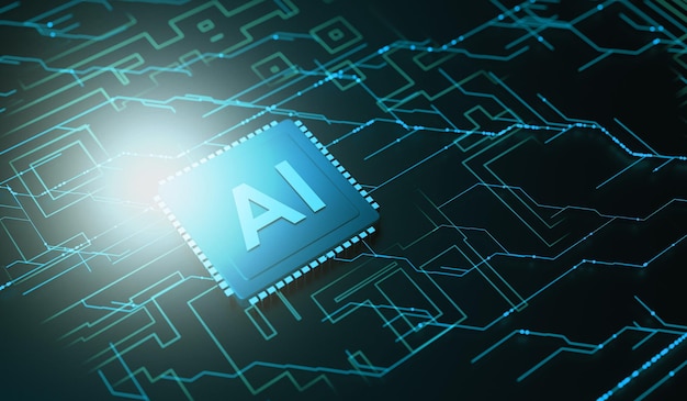 CPU 회로 배경 AI  렌더링 CPU AI 인공지능 컴퓨터 프로세서 디지털