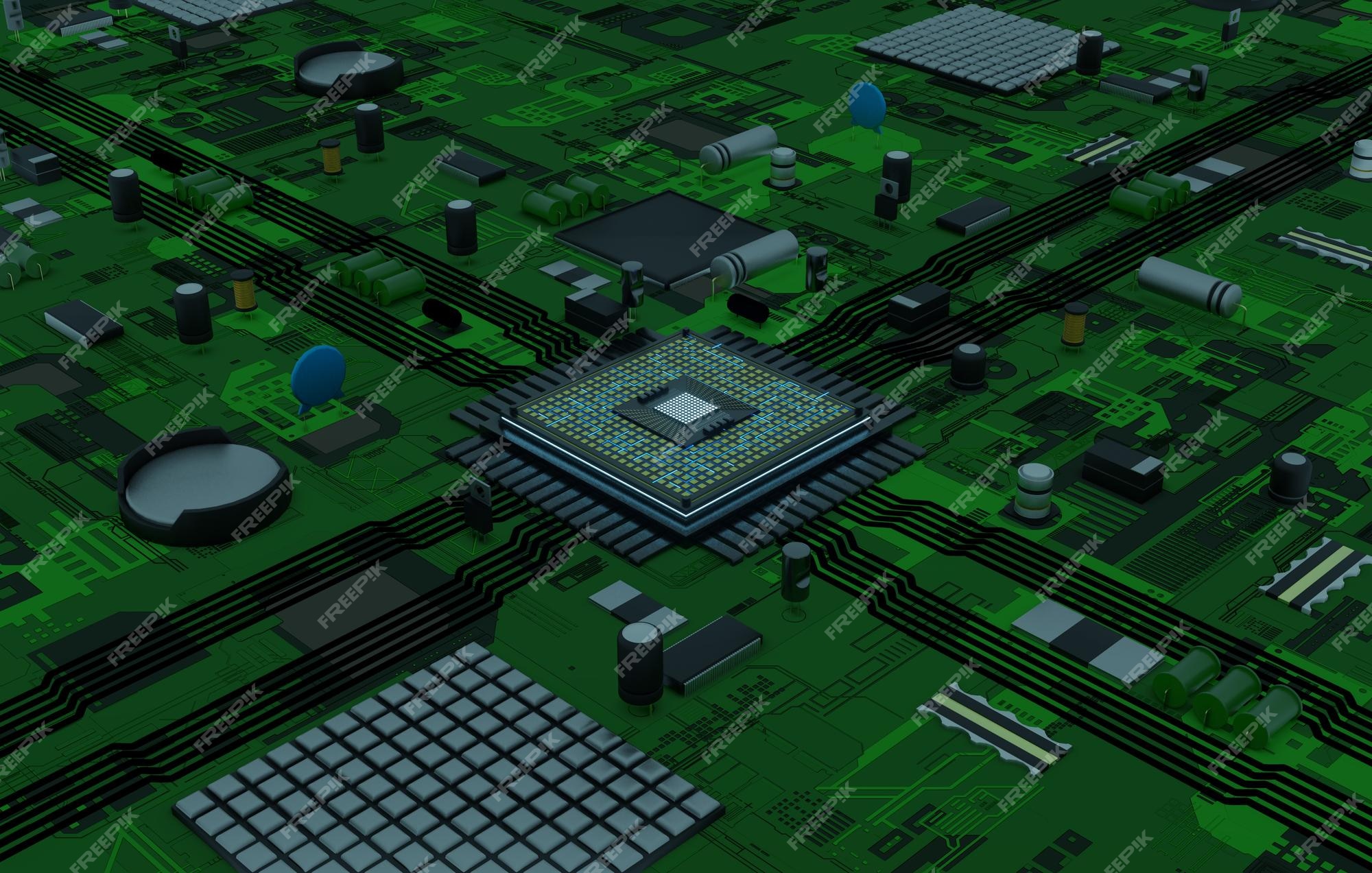 Premium Photo | Cpu processor circuit with data transmission and advanced engineering. digitalization process with computer motherboard and electronic hardware, technology background. 3d render animation. Premium Photo | Cpu processor circuit with data transmission and advanced engineering. digitalization process with computer motherboard and electronic hardware, technology background. 3d render animation.