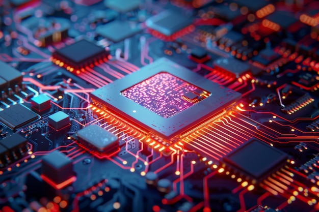 CPU processor microchip circuit board illustratie gemaakt met generatieve ai