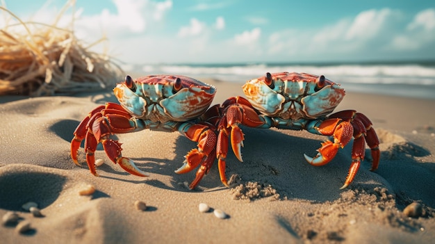 Crab on the beach AI generated Image