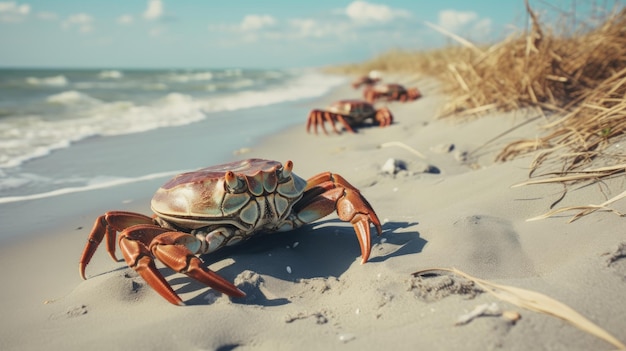 Crab on the beach AI generated Image