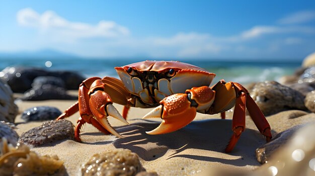 Crab on the beach Generative AI