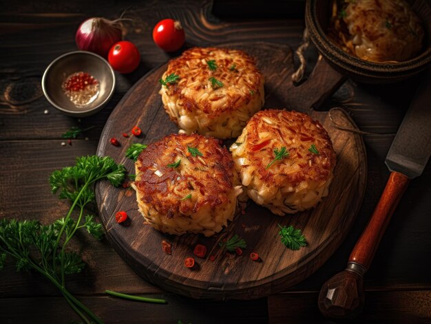 Crab Cakes in a rustic kitchen Food photography