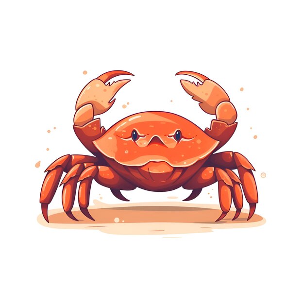 Crab isolated on white background illustration of cartoon character