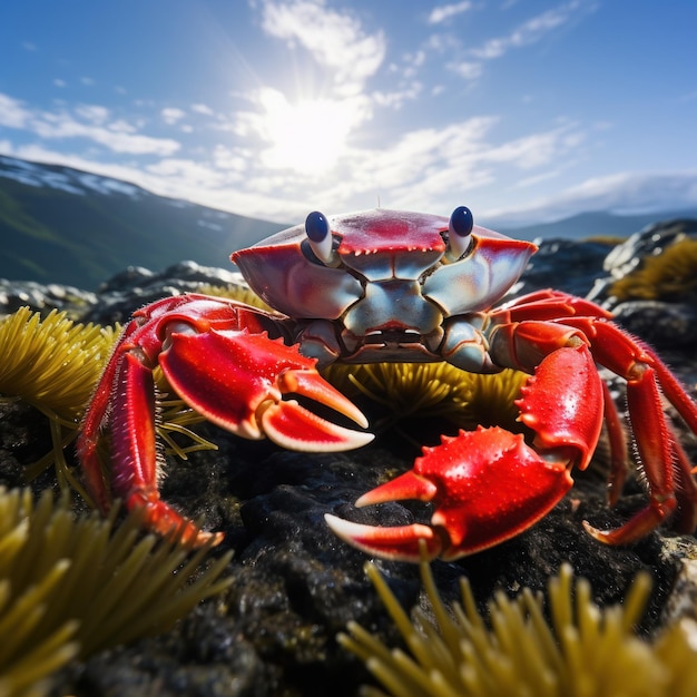 Crab in its Natural Habitat Wildlife Photography Generative AI