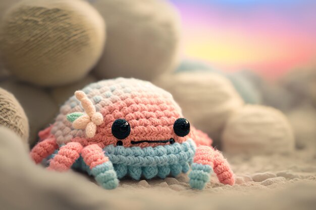 Crab knitting art illustration cute