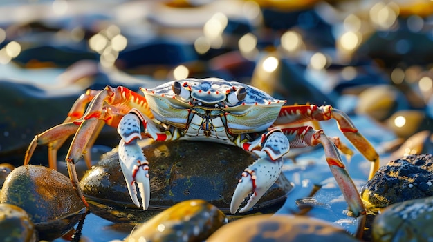 Crab Perched on Rocks