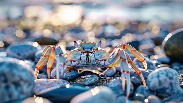 Crab Perched on Rocks