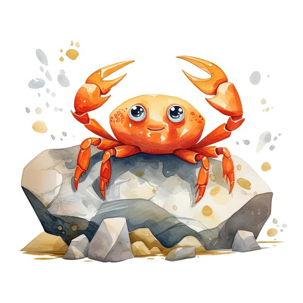 A crab sitting on top of a rock