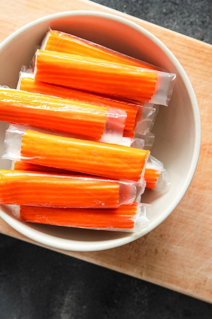 crab stick fresh seafood meal food snack on the table copy space food background rustic top view