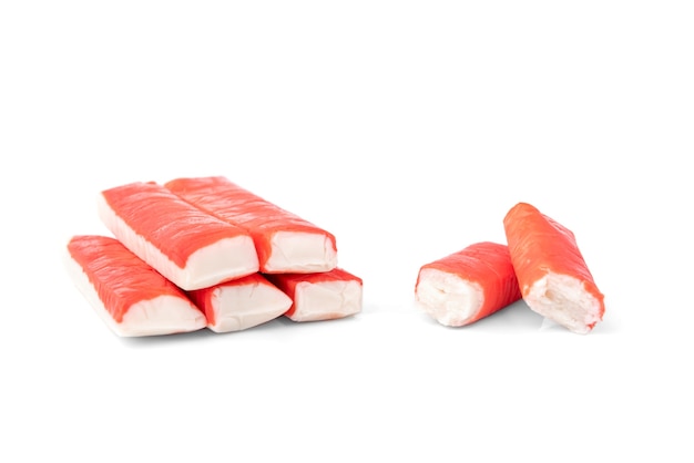 Crab sticks isolated on white background