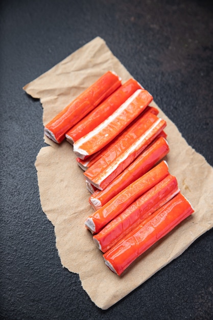 crab sticks semifinished stick seafood fresh eat meal snack on the table copy space food