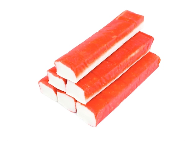 crab sticks on white background