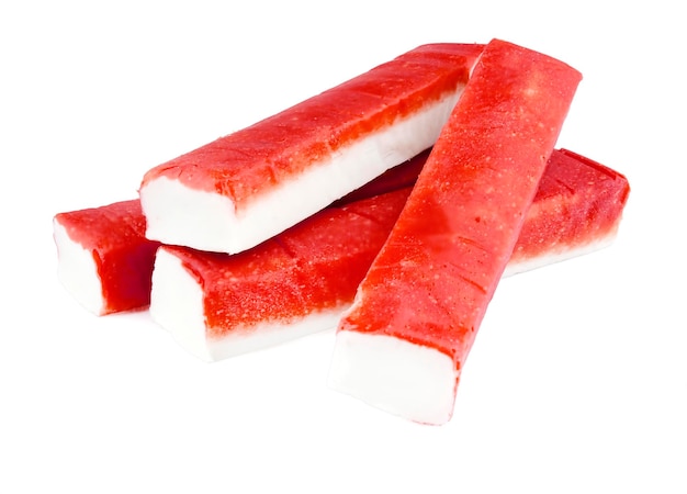 crab sticks on white background